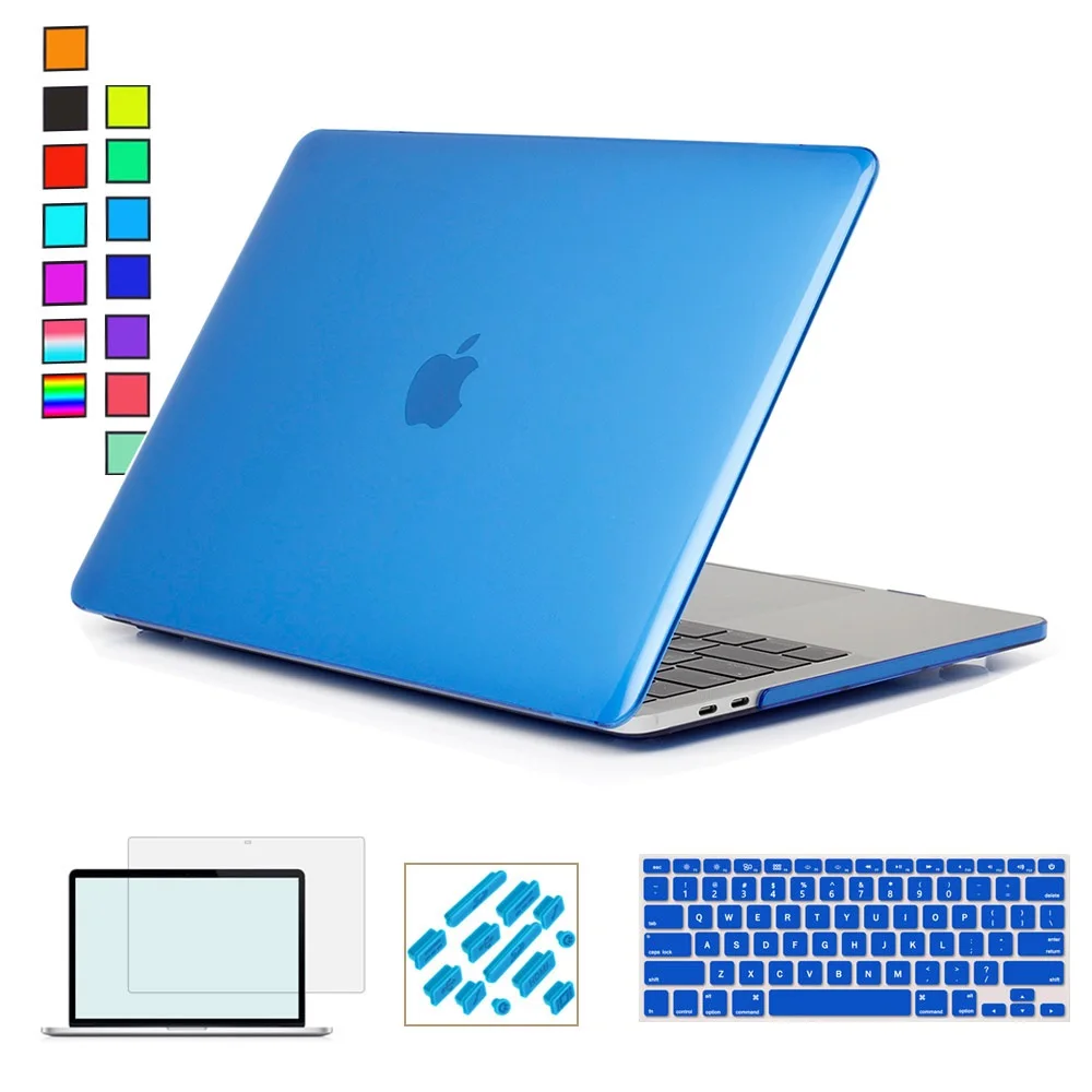 Clear Royal Blue Кристально чистый жесткий чехол для Apple Macbook Air Pro retina 11 12 13 15 дюймов чехол для ноутбука s для Mac Book 11,6 13,3 15,4 дюймов Чехол - Цвет: Clear Royal Blue