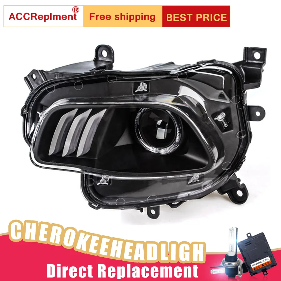 

2Pcs LED Headlights For JEEP Cherokee 2014-2017 led car lights Angel eyes xenon HID KIT Fog lights LED Daytime Running Lights