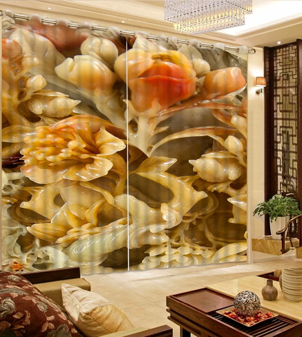 

Luxury Curtain Home Decoration 3D Curtain Living room European flower Blackout Curtains For Soft Window Bedroom