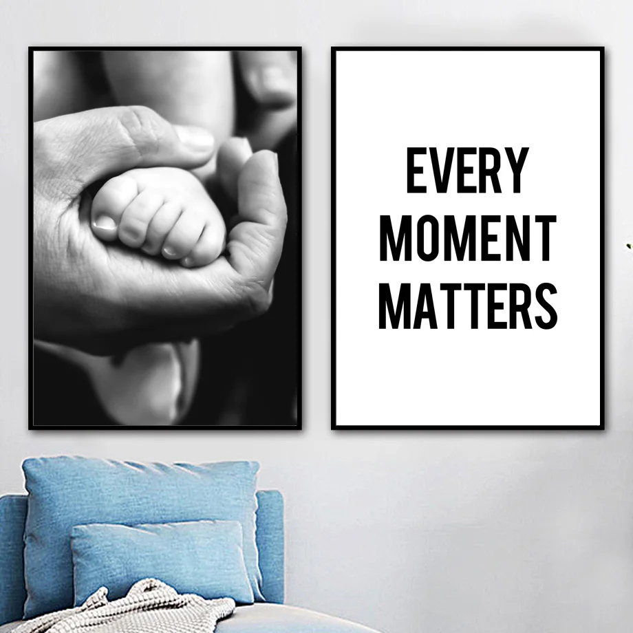 Home Decorative Nordic Style Canvas Painting Black White Baby Foot Quote Pictures Wall Art Prints Modular Poster For Living Room | Дом и сад