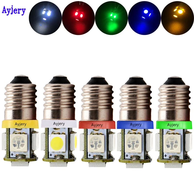 AYJERY 100 шт. супер яркий 12В E10 светодиодный светильник s 5 SMD 5050 3 фишки винт лампы