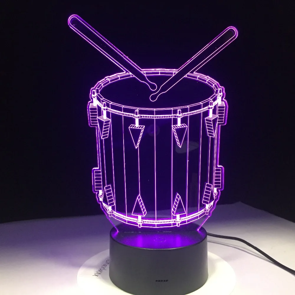 Музыкальный барабан 3D Художественная светодиодсветодиодный настольная лампа