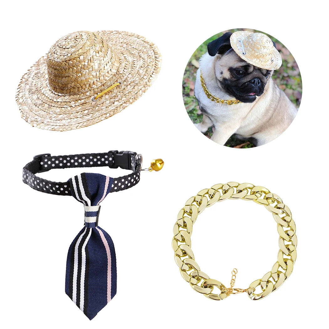 

Pet Clothing Accessories Set Pet Sunglasses Fashion Creative Anti-UV Cat Dog Sunglasses With Collar & Necklace Pet Dress Up