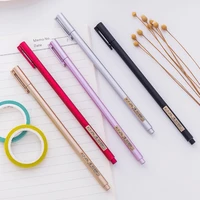 5x creative simple metal feel handle gel pen writing signing tool school office supply student stationery black ink soft pen