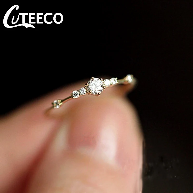 CUTEECO модное кольцо на палец для женщин ювелирные изделия розовое золото/серебро/золото цвет кольца с кристаллами из страз Прямая поставка