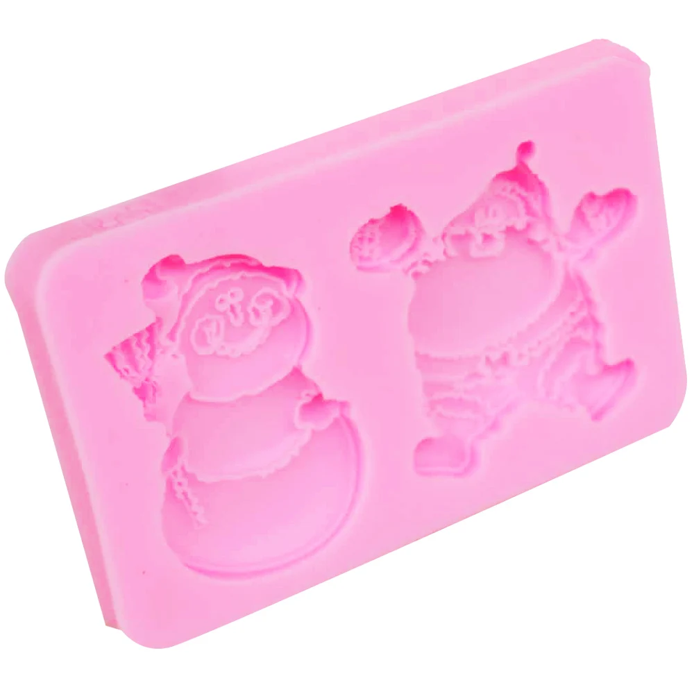 1 шт. силиконовая форма для мастики в виде снеговика Санта Клауса|chocolate mould|silicone mold