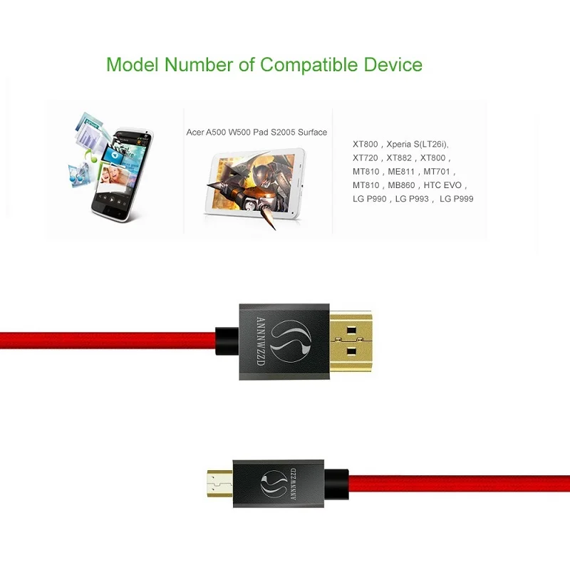 Кабель Micro HDMI к HDMI, высокоскоростной HDTV HDMI к Micro HDMI кабель поддерживает Ethernet, 3D, 4K и возврат звука
