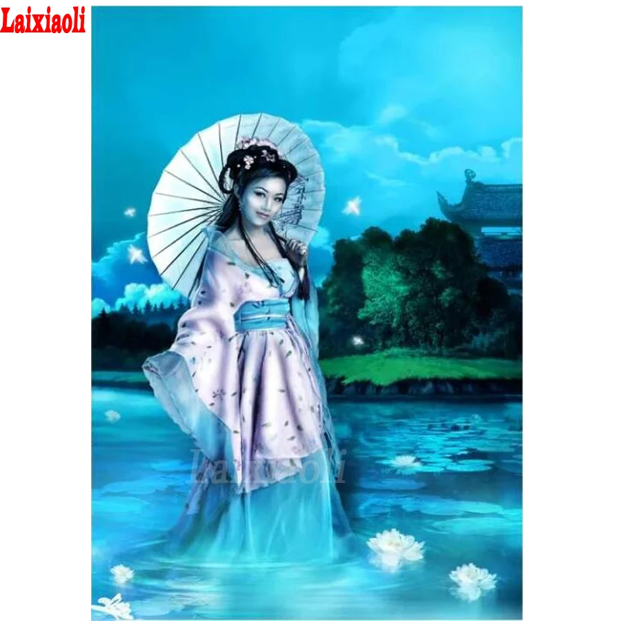 

Алмазная живопись 5d «сделай сам», Японская женщина Spa, алмазная вышивка, природный пейзаж, вышивка крестиком, алмазная, стразы, декоративная