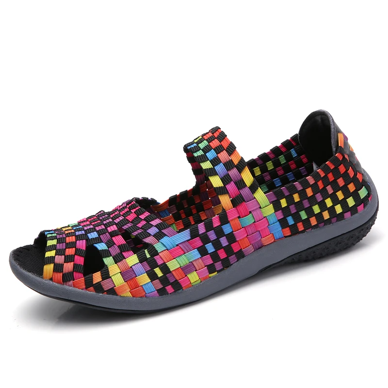 812 Multicolor STQ/; летние женские сандалии на плоской подошве; Женская тканая обувь на плоской подошве; сандалии-шлепанцы; женские сандалии; женская пляжная обувь; Вьетнамки; 812 - Цвет: 812 Multicolor