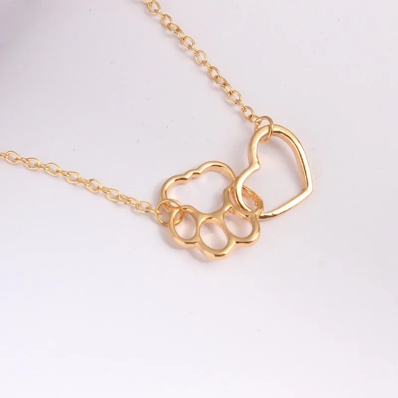 Цепочка с подвеской в виде собачьей лапы сердца|dog paw|heart pendant necklaceanimal jewelry |