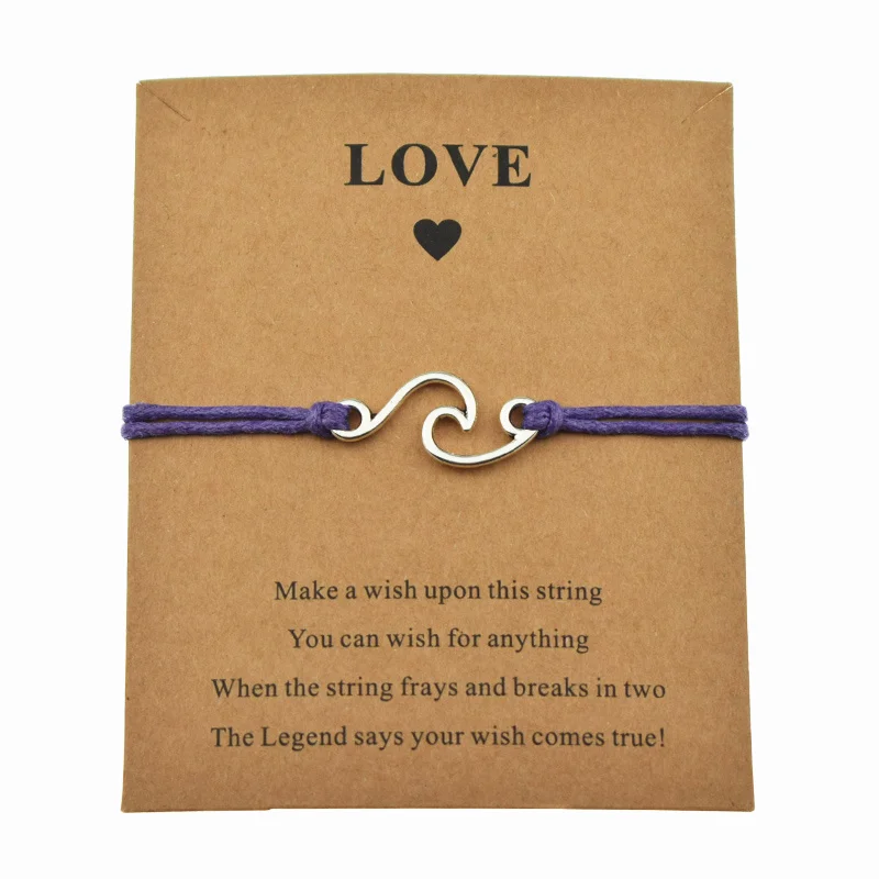 8 цветов Lucky Nautical casual Love Card Make a Wish океанская волна регулируемые браслеты с шармами для женщин и мужчин подарок Дружба Ювелирные изделия