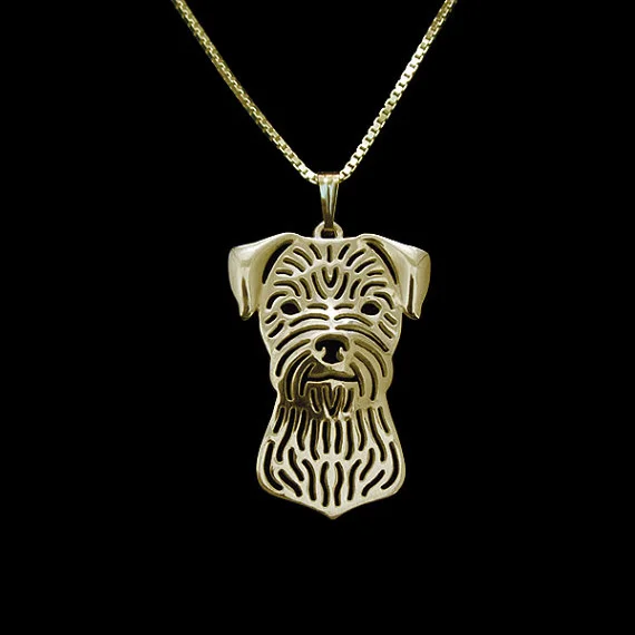 Border Terrier jewelry - Gold and silver pendant necklace Simple abstract animal | Украшения и аксессуары