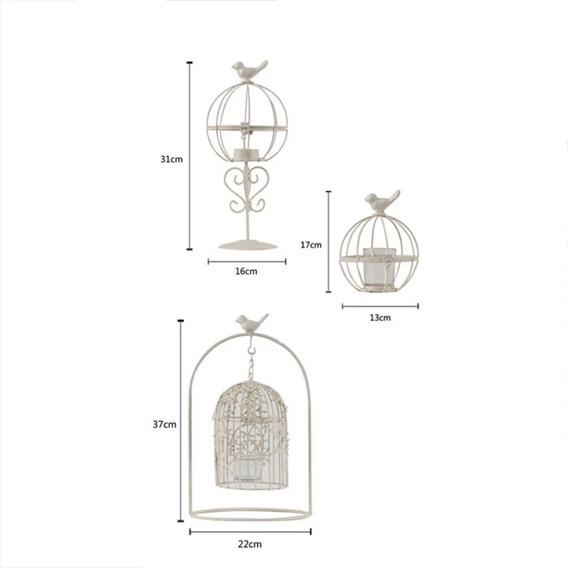 

European Bird Iron Birdcage Carved Retro Candlestick Creative Home Restaurant Crafts Ornaments Candle Holder Weeding Decoration