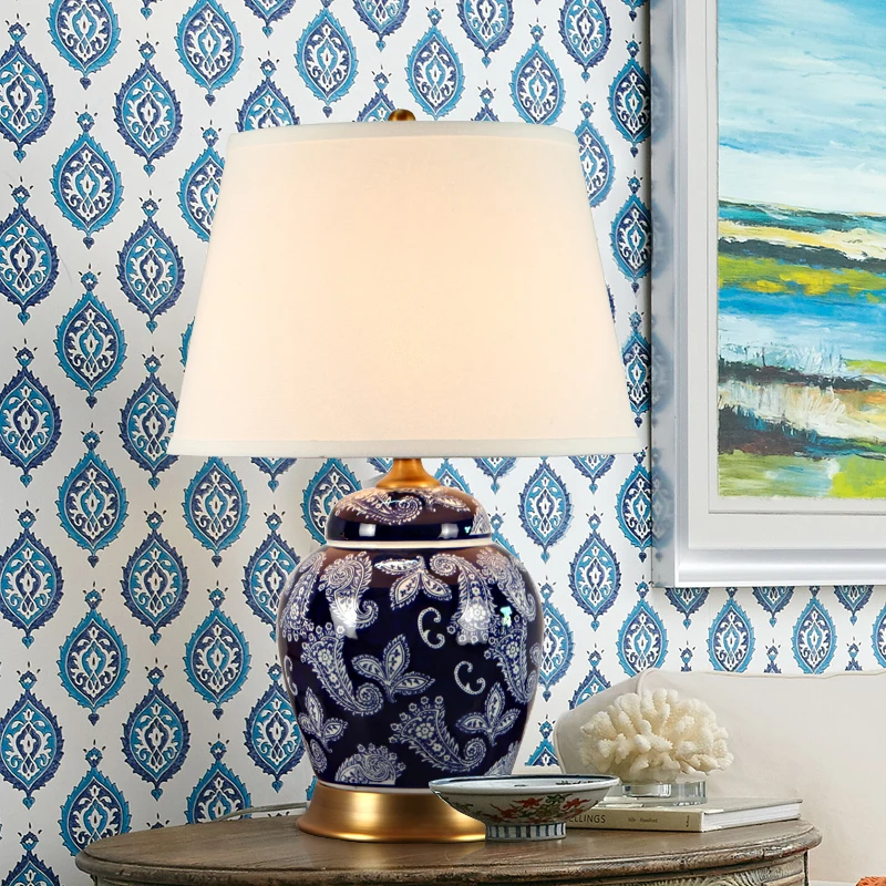 Классический китайский расписанные вручную белое синее фарфоровое ткань Led E27