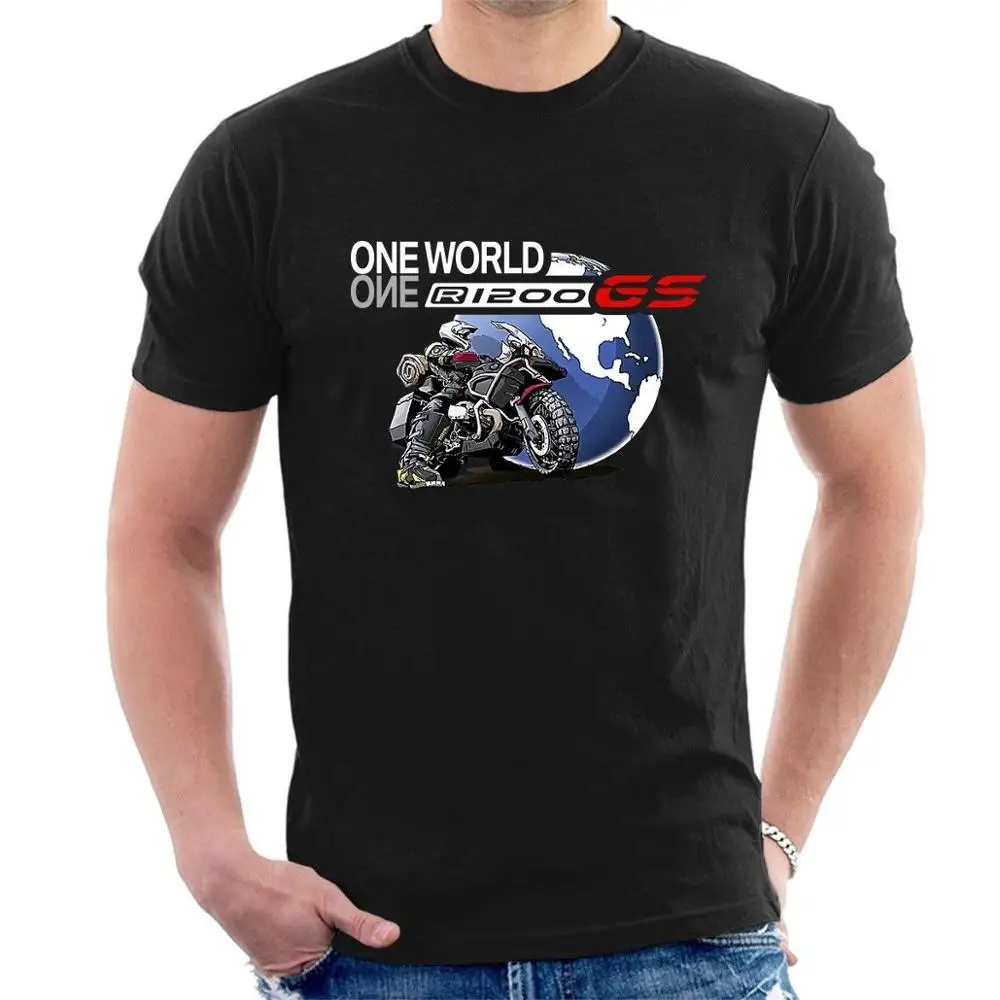 Новинка, Мужская забавная Футболка ONE WORLD GS R1200, футболка с изображением мотоцикла и приключений, все размеры, крутые футболки - Цвет: 2