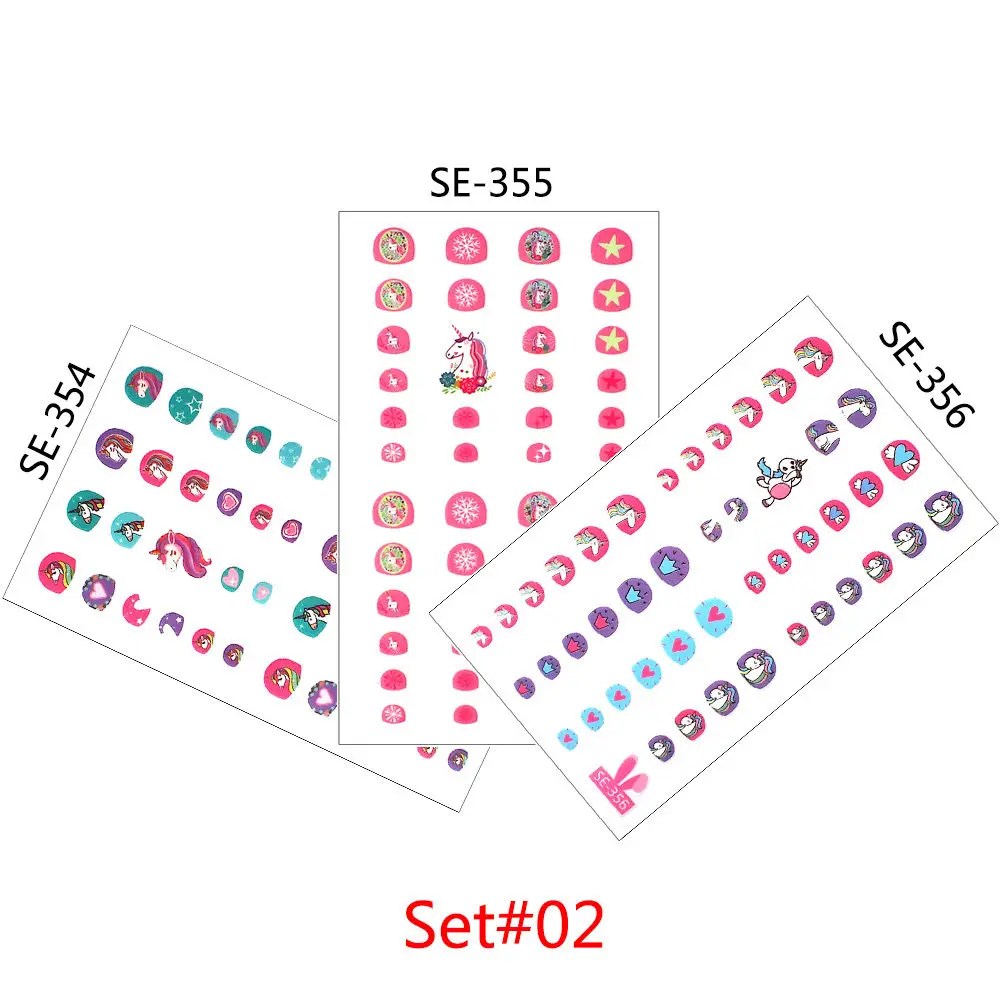 3 set SE 02 Glaryyears 3 шт./компл. детей SE Дизайн Ногтей Полное покрытие красочные Животные узор наклейка для ногтей Маникюрные Типсы Стикеры - Цвет: 3 set SE 02