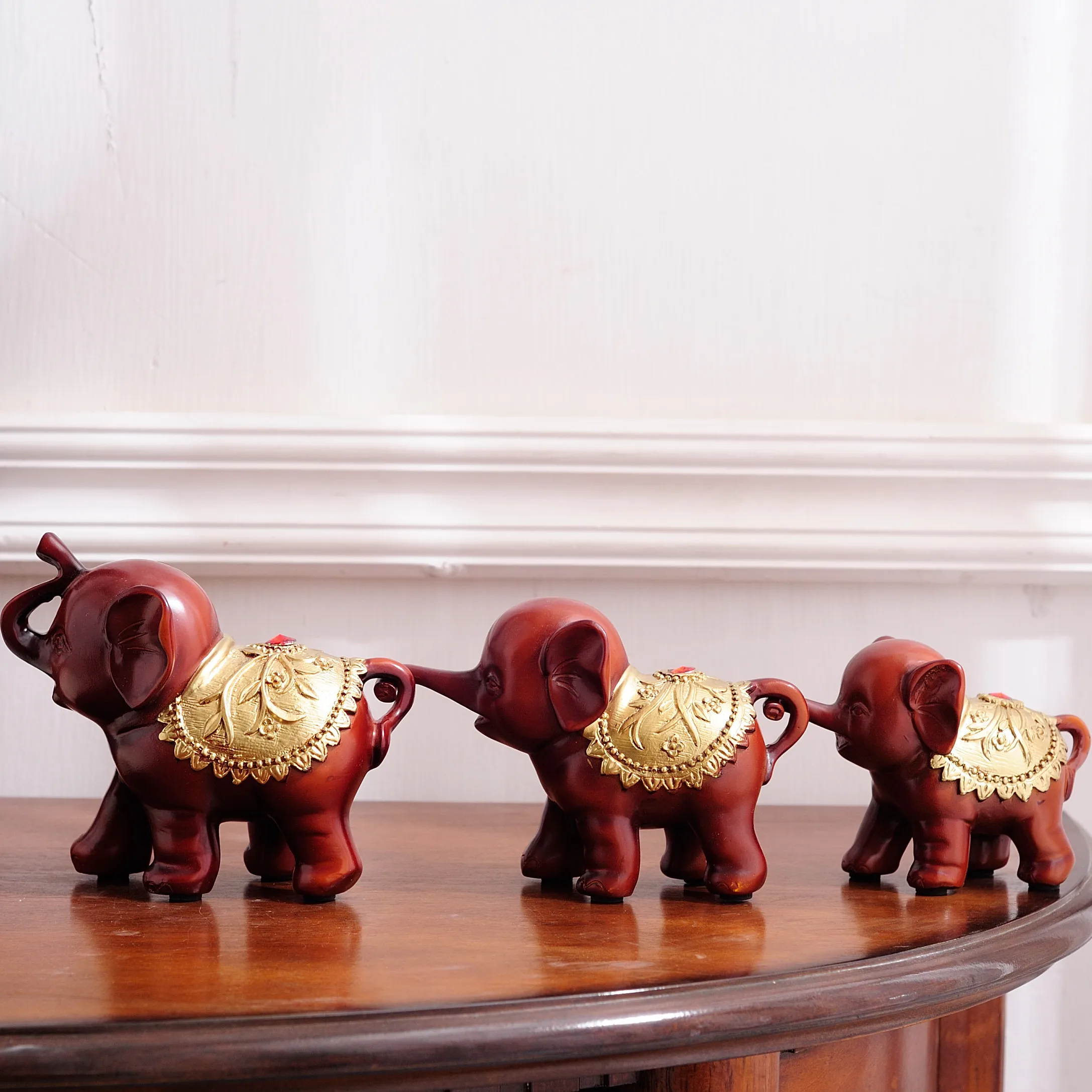 Ремесла три Ребенка Слон гостиная для семья из трех человек фэн шуй украшения
