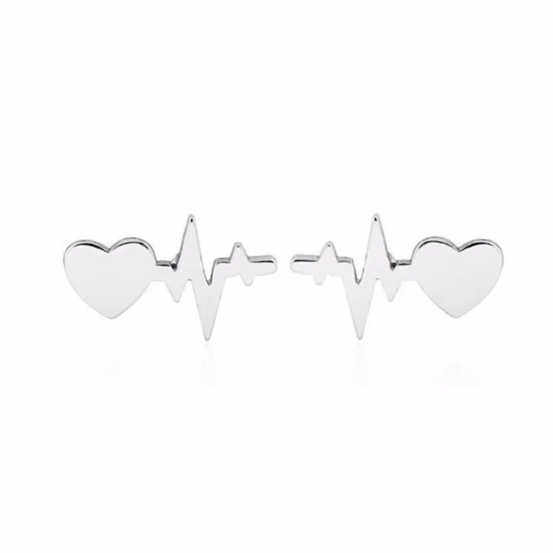 Модные Heart Beat серьги-гвоздики простой электрокардиограмма серьги гвоздики для женщин ювелирные изделия Букле d'oreille