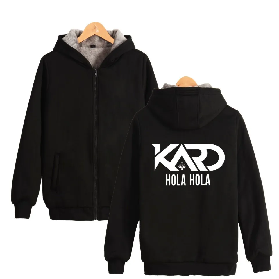Корейский оркестр K.A.R.D Логотип толстовки с капюшоном на молнии принтом SOMIN Модный