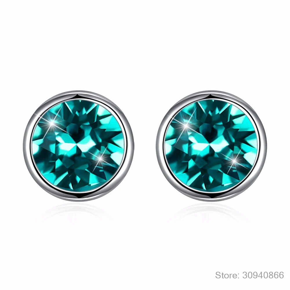 Простые круглые серьги-гвоздики LEKANI с кристаллами SWAROVSKI из серебра S925 пробы для женщин, девушек и мужчин, классические модные аксессуары для пирсинга