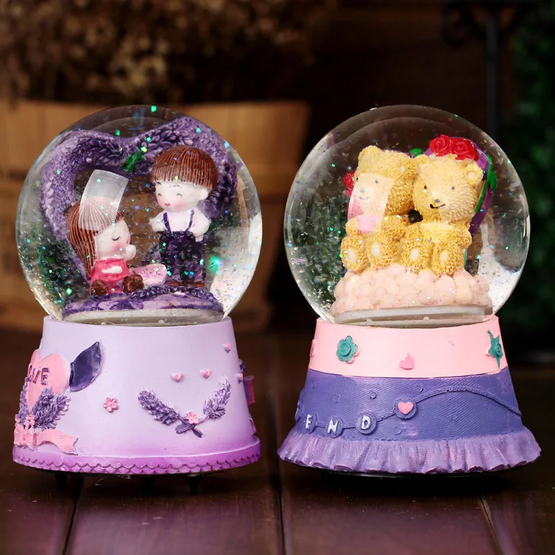 Музыкальная шкатулка Lover со стразами в виде снежинок|snow music box|music boxmusic box glass |