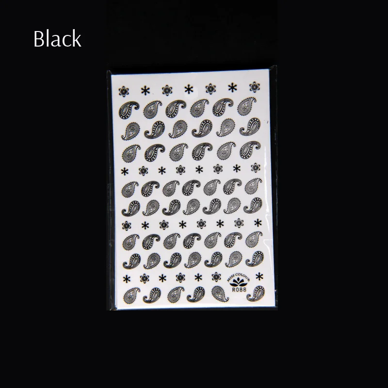 Black 12 листов NailMAD геометрические треугольные наклейки для ногтей с узором пейсли кружева для ногтей 3D наклейки s - Цвет: Black