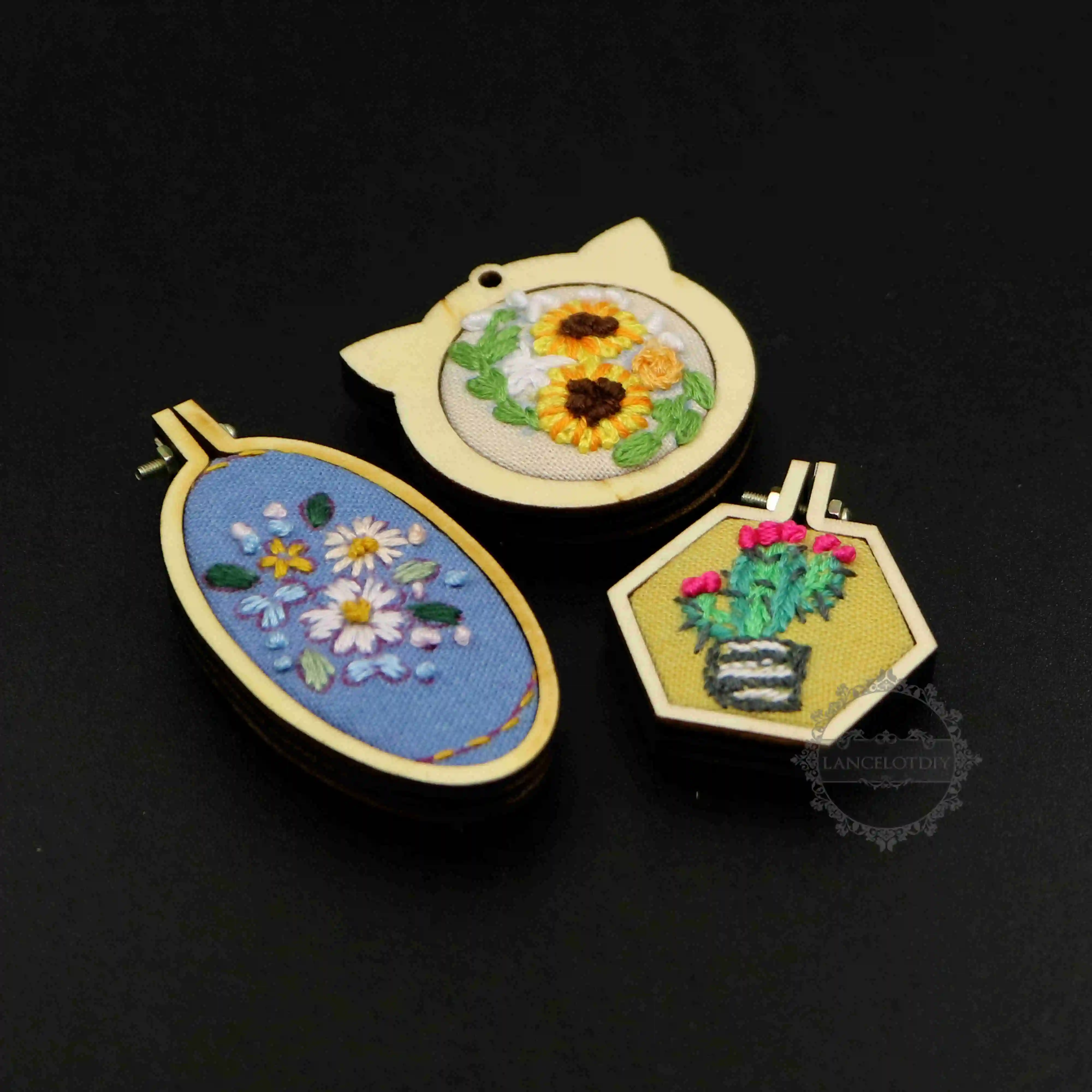 Round Oval Rectangle Wood Embroidery Hoop Frame Kit Needle Work Cross Stitching Pendant Charm 1800399 | Украшения и аксессуары
