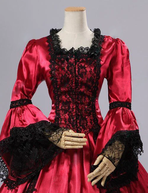 Высококачественное Красное Бальное Платье Marie Antoinette Renaissance с ветром платье со