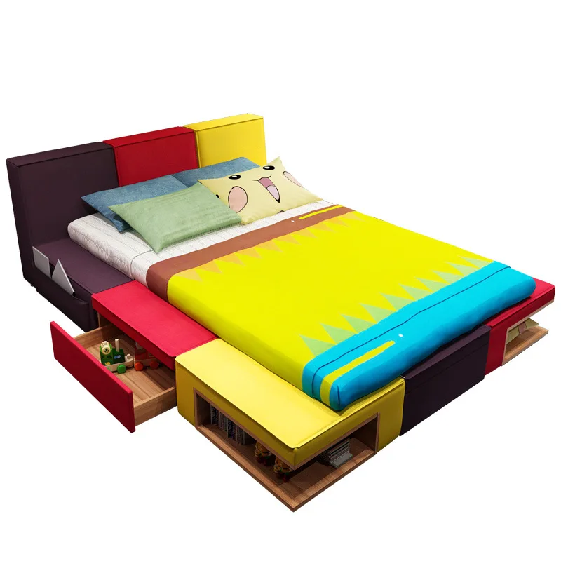150cm-1 beds 1mattrs Детская кровать мальчик цвет комбинированная кровать ткань детская кровать мультфильм спальня детская мебель люкс кровать - Цвет: 150cm-1 beds 1mattrs