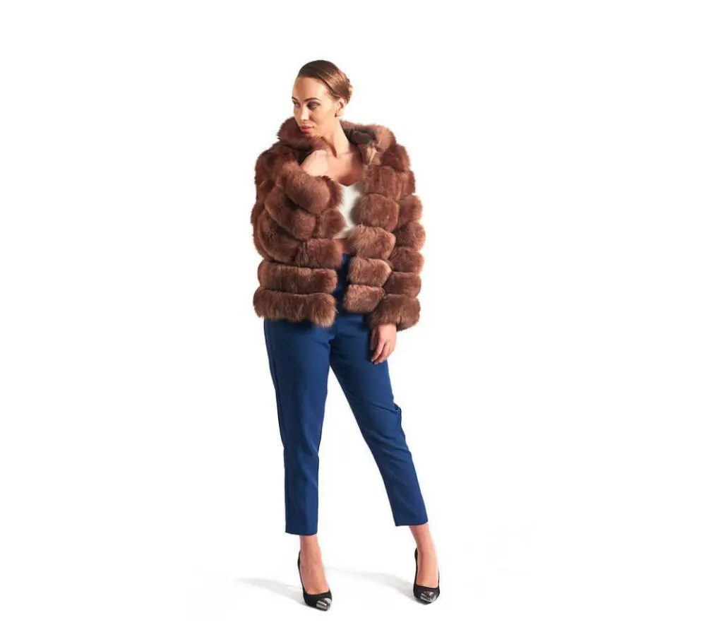Меховое пальто из искусственной лисы модное женское зимнее теплое в элегантном
