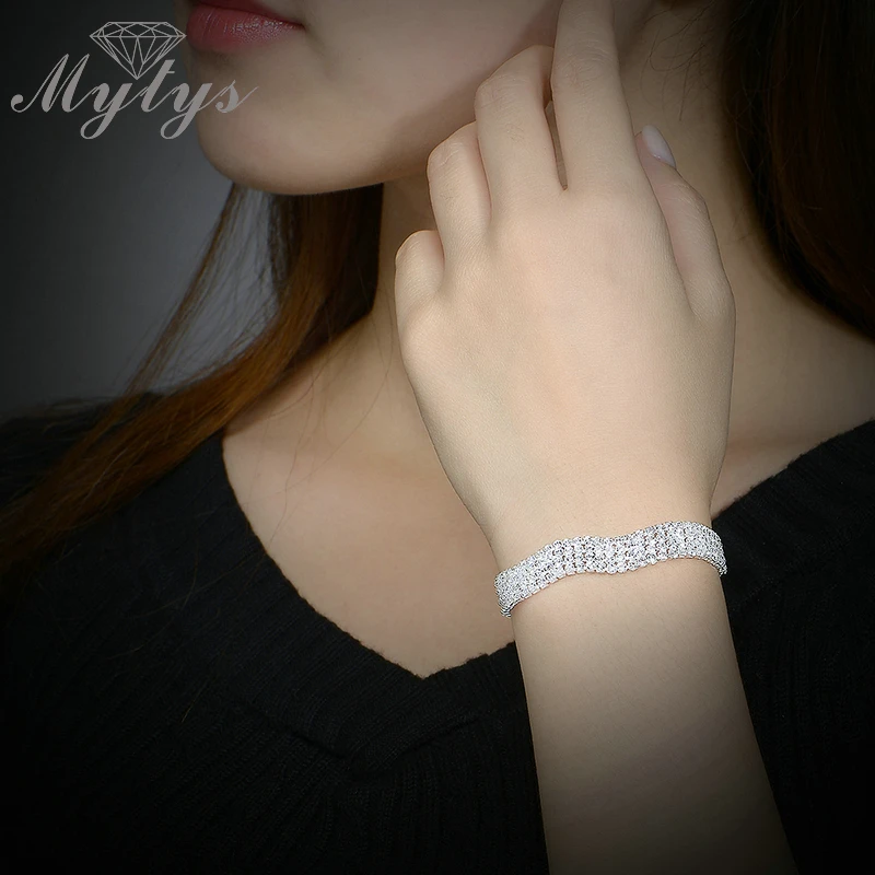 Mytys современный белый золотой цветной браслет с кристаллами и мигающими