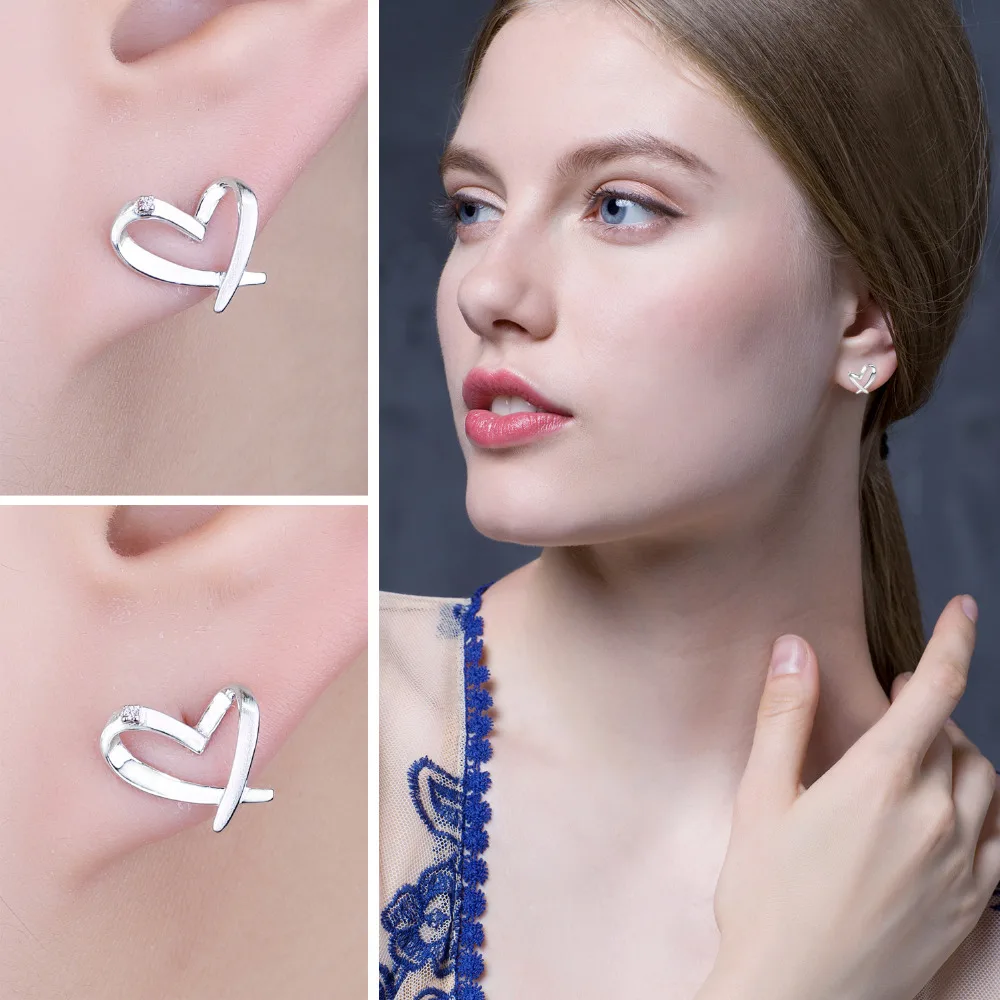 Женские серьги-гвоздики из серебра 925 пробы с фианитом | Серьги-гвоздики