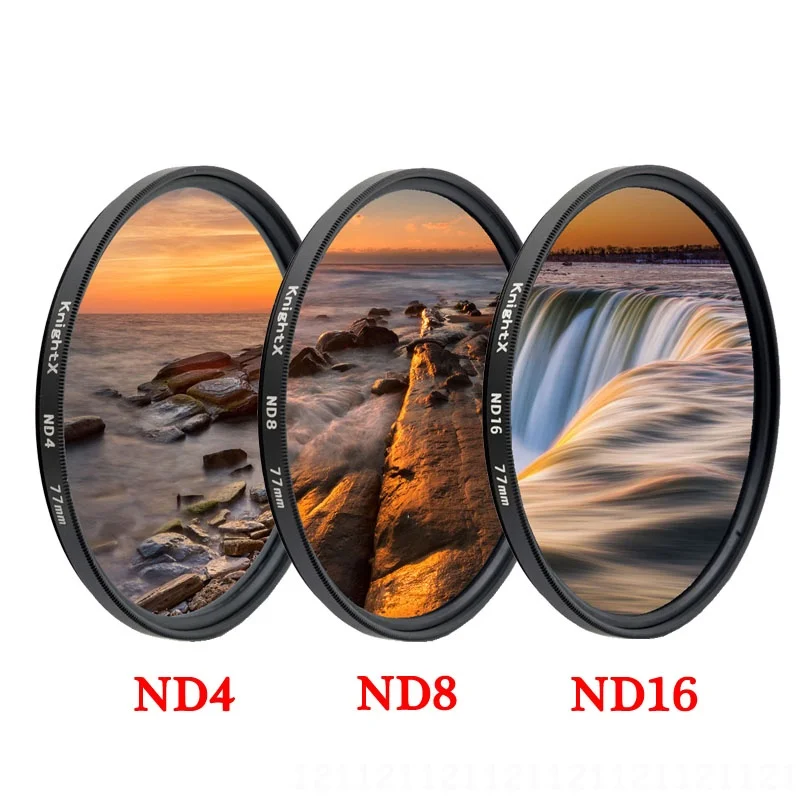 Фильтр для объектива камеры ND2 ND4 ND8 ND16 ND 49 мм 52 55 58 67 77 canon eos sony nikon color d3300 500d 1200d d600 60d