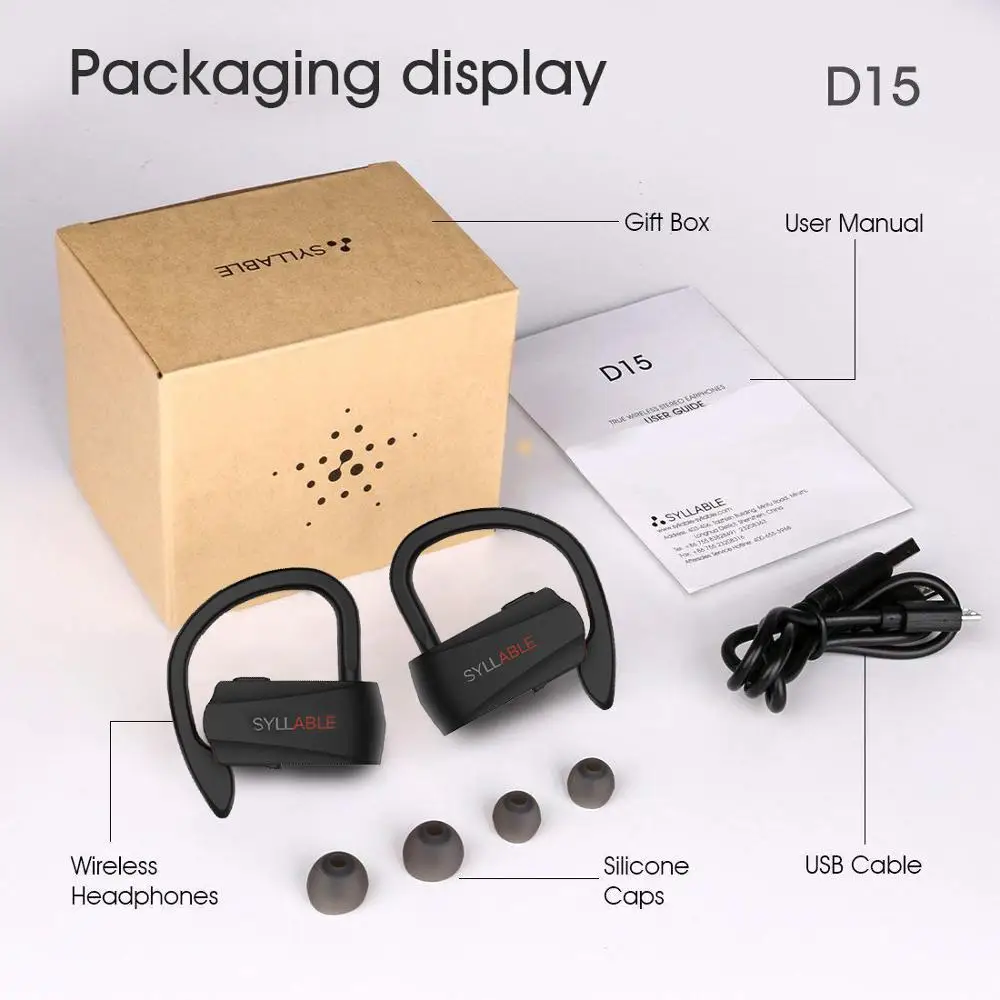 Оригинальные SYLLABLE D15 TWS 6 часов Bluetooth наушники истинные беспроводные стерео
