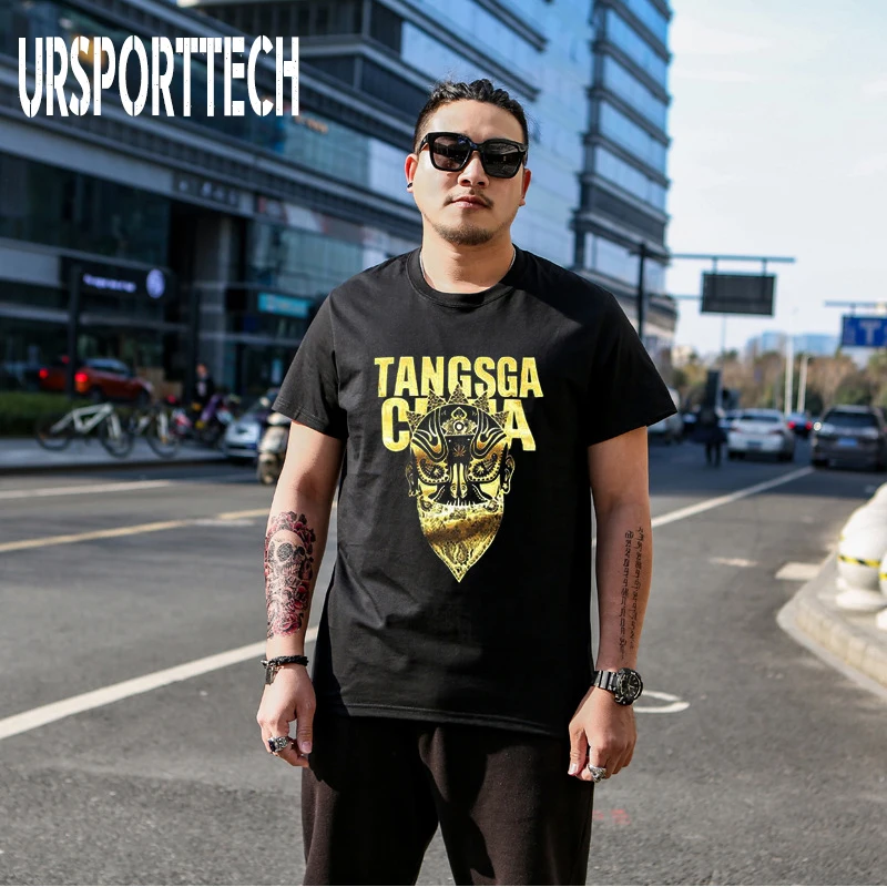 URSPORTTECH Men's T-Shirts Summer Short Sleeve T Shirt Plus Size 5XL Men Simple 3D Pattern Print Cotton Brand Top Tees | Мужская