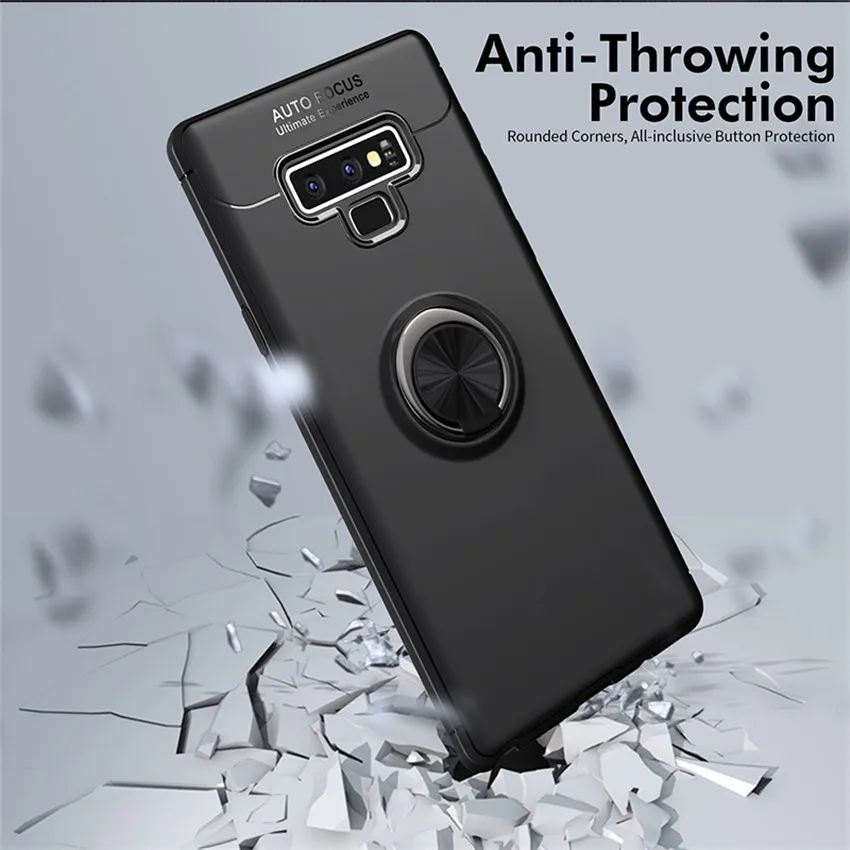 Car Holder Stand Magnetic Bracket Finger Ring Tpu Case For Samsung Galaxy Note 9 A6 + Plus J4 J6 J8 2018 Black Cover |