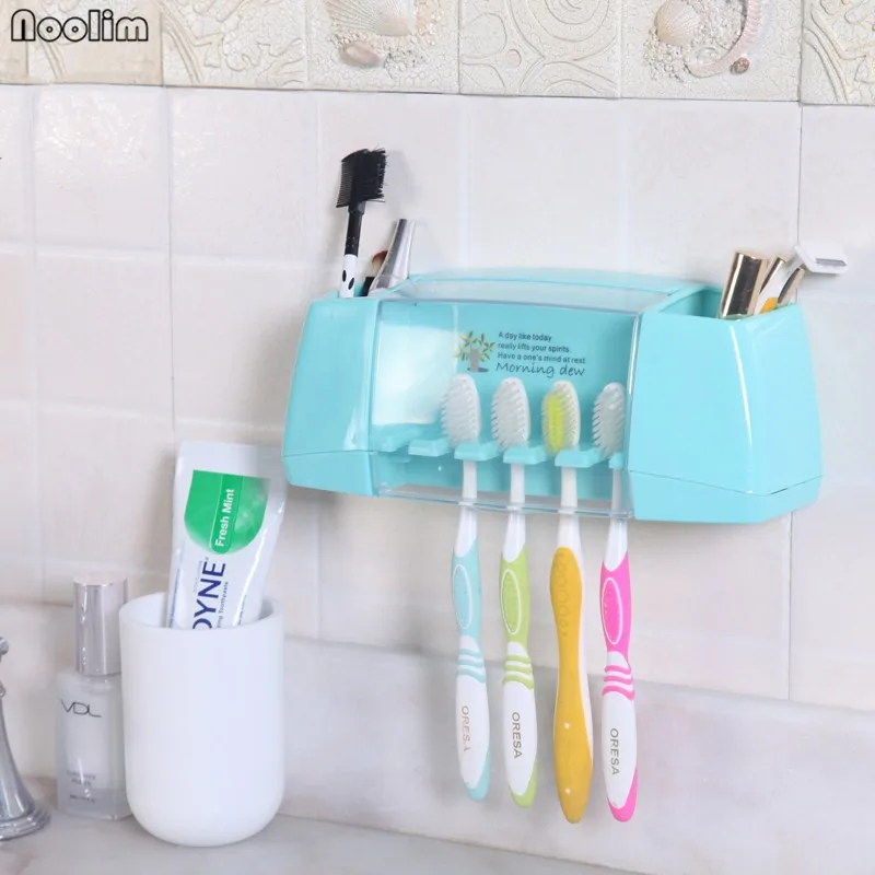 NOOLIM Creative Toothbrush Holder Storage Box Strong Glue Sticker Bathroom Toothpaste Tooth Brush Toiletries Organizer | Дом и сад