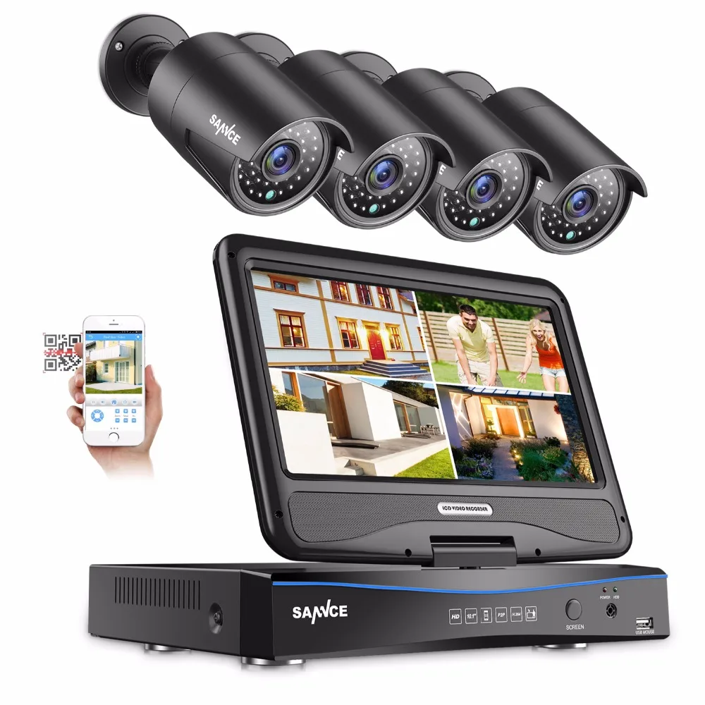 SANNCE 4CH FHD 1080P система безопасности CCTV DVR с 10 1 дюймовым ЖК дисплеем и 4 шт. 2.0MP