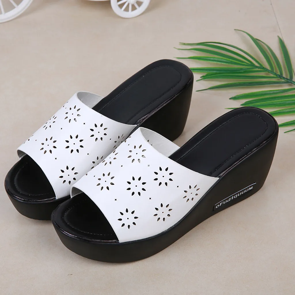 Летние тапочки женская модная повседневная одежда с вырезами для улицы обувь 2020