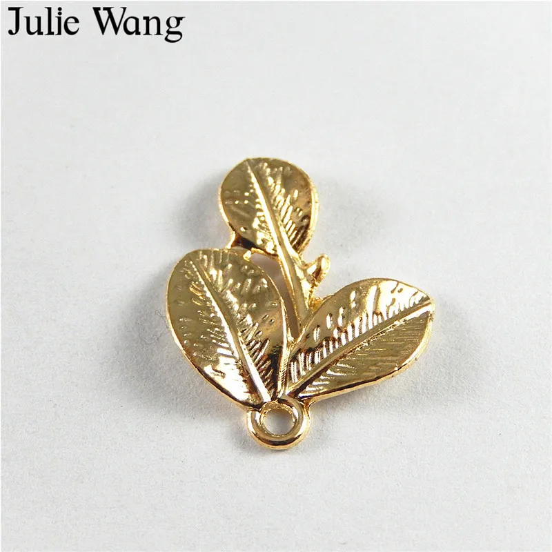 Julie Wang 10 шт. подвески из сплава с тремя листьями фурнитура для самостоятельного
