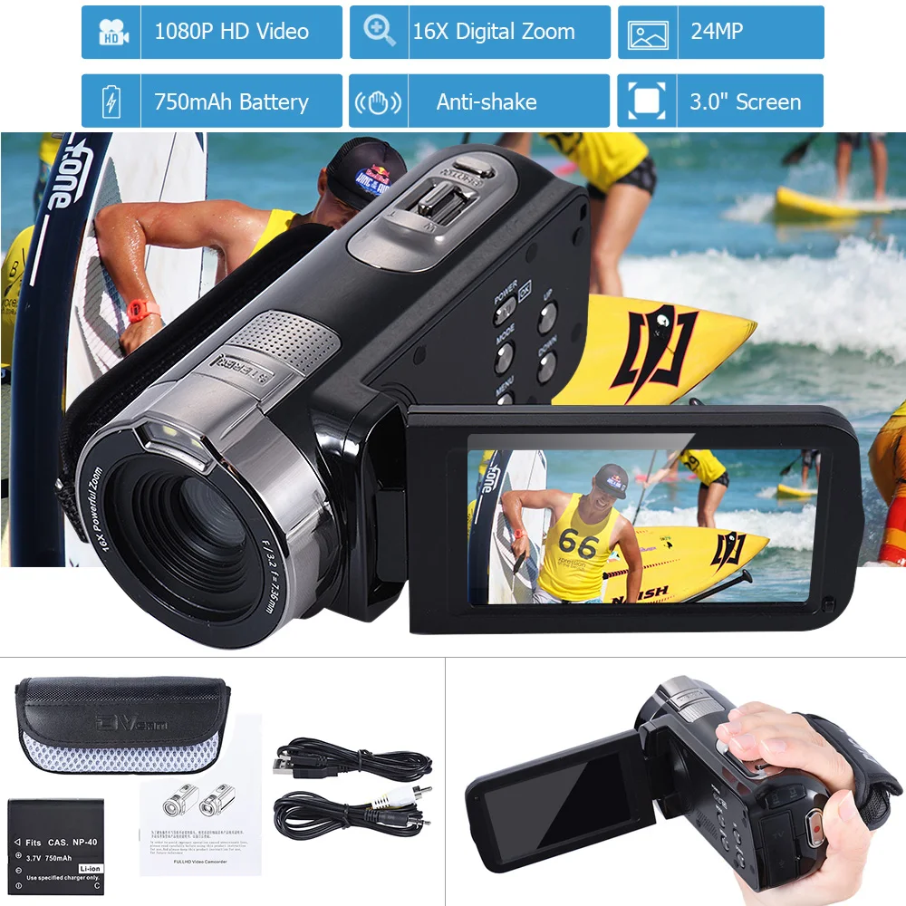 HDV 302P Full HD 1080P Цифровая видеокамера DV Камера 3 0 дюймов ЖК дисплей Экран 15FPS 24MP 16X