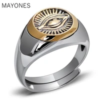 authentic 925 silver gold color god eye opening ring for men women vintage punk male personalized sterling silver jewelry