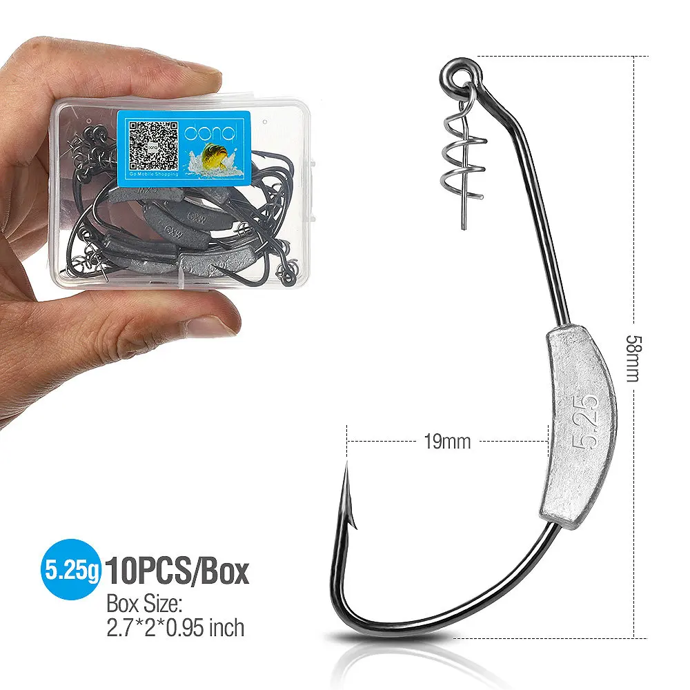 5.25g DONQL 10 шт./кор. приманка со свинцовым рыболовный крючок широкая заводная рукоятка Jig Head крючок для карпа, приманки для рыбалки, мягкие, червь рыболовные снасти аксессуары - Цвет: 5.25g