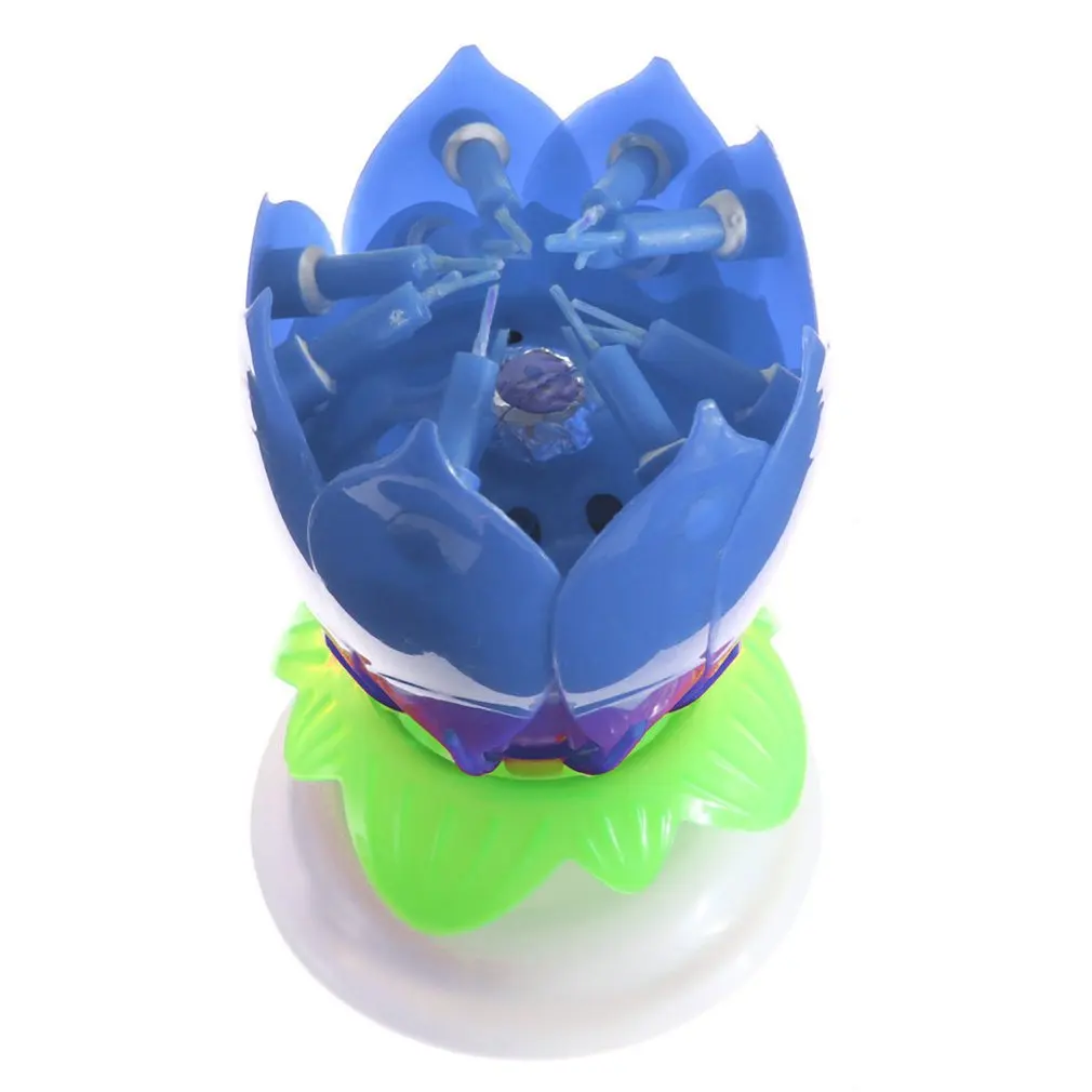 Горячая С Днем Рождения цветок лотоса музыкальная свеча волшебный