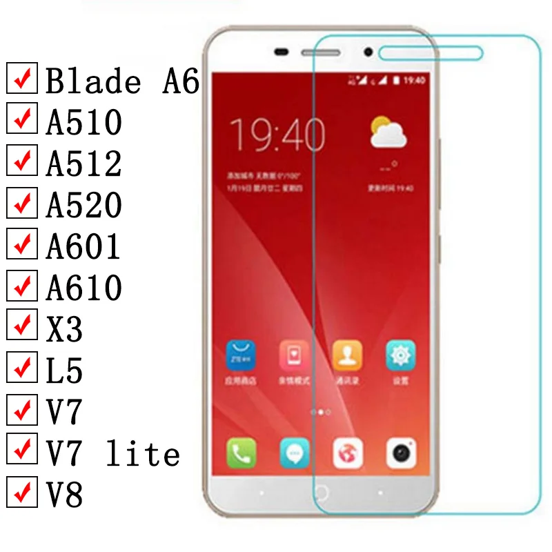 Стекло для защиты экрана закаленное стекло zte blade a6 A510 A512 A520 A601 A610 X3 L5 V7 lite