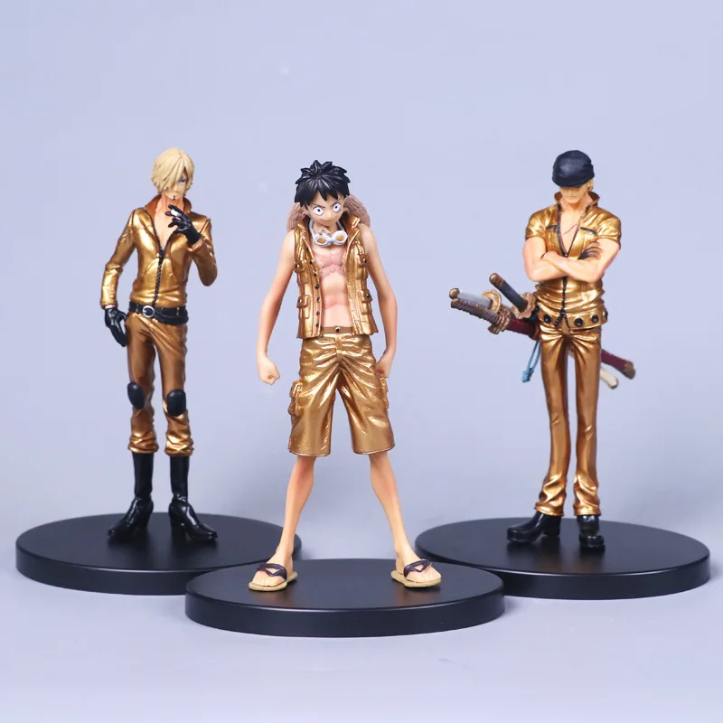 Аниме one piece action golden Roronoa Zoro Monkey D Luffy Vinsmoke Sanji ПВХ экшн фигурка коллекционные модели
