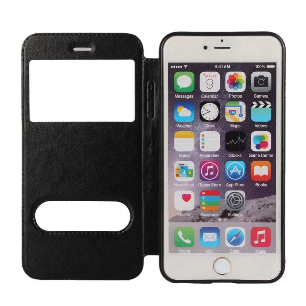 luxury flip leather phone case for iphone x 7 8 plus 6 6s plus case retro pu window view back cover case for iphone x 5 5s se free global shipping