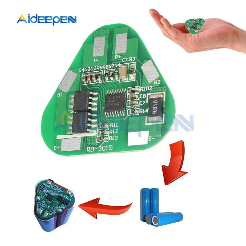 

Литий-полимерная цилиндрическая призматическая плата 3S 4A для литий-полимерных батарей, 3-элементный модуль печатной платы, защита от коротк...
