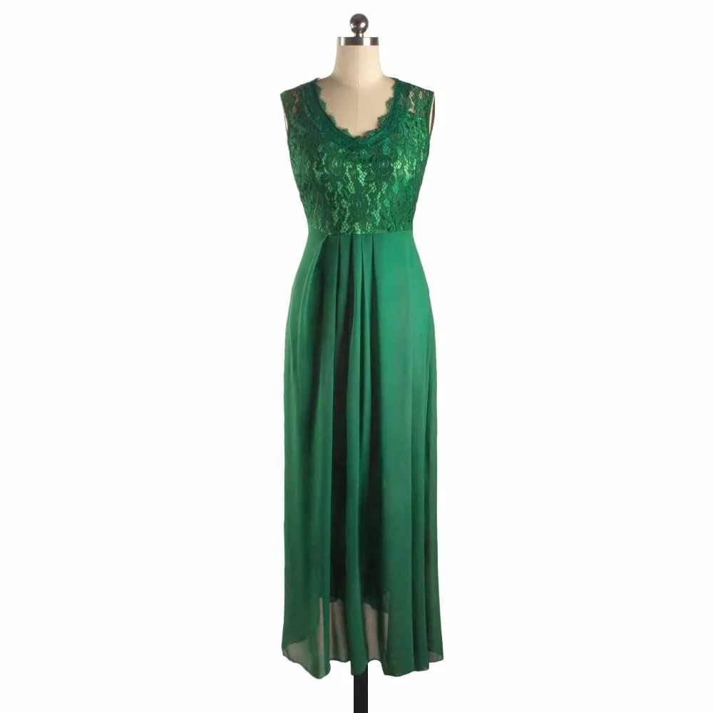 Элегантные без рукавов шифон этаж Длина длиной макси платье Boho 2017 зеленый