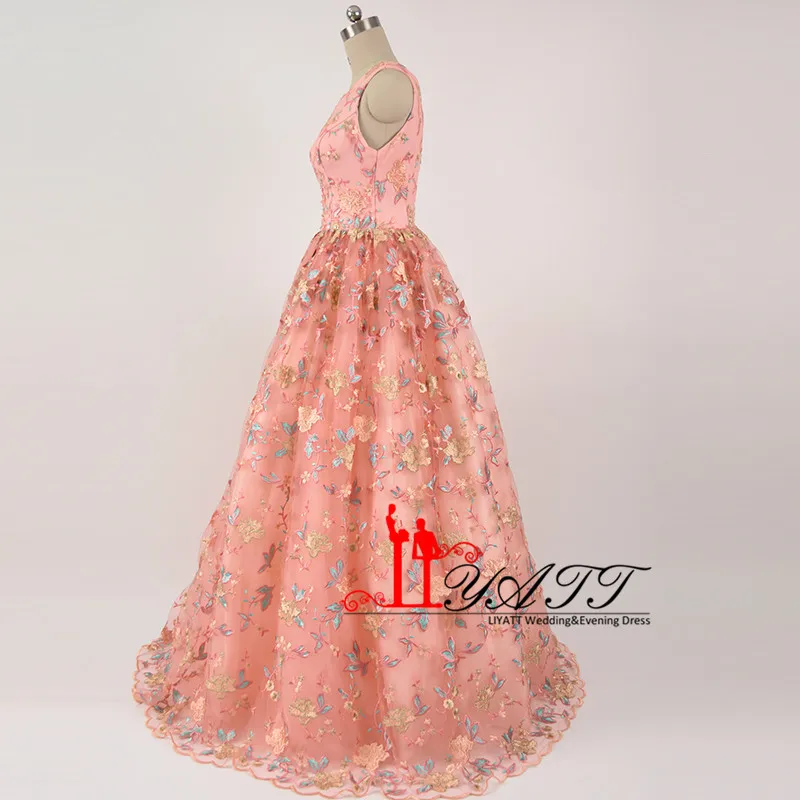 Фото LIYATT Настоящее фото vestido de festa Персиковое Розовое Бальное Платье с круглым вырезом LIYATT Настоящее фото vestido de festa Персиковое Розовое Бальное Платье с круглым вырезом